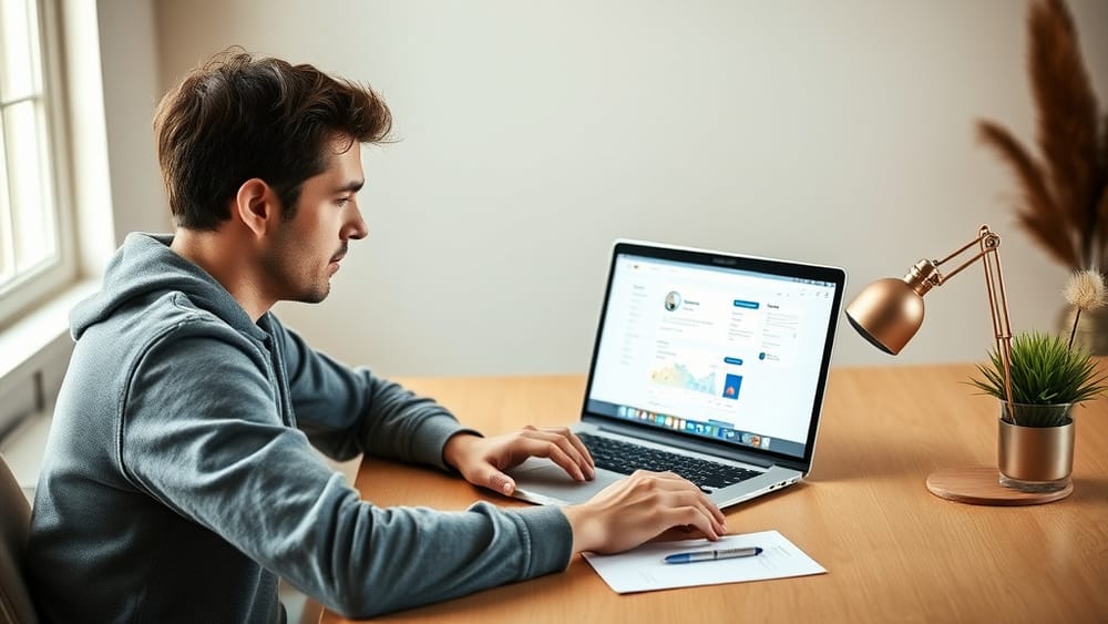 A non-technical founder building an MVP using no-code tools on a laptop