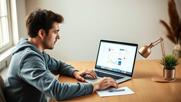 A non-technical founder building an MVP using no-code tools on a laptop