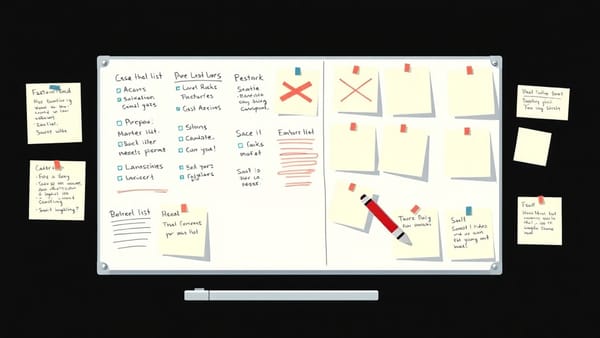 A cluttered product roadmap being stripped down to a single core feature